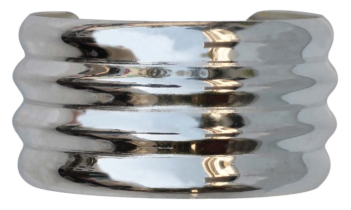 Bracelets in Bulk – 2.34 Inch Cuff Bracelet – Cast in Brass – Silver Plated – Ribbed Pattern – Wholesale Bulk Bracelets 